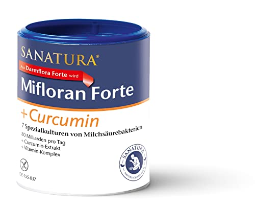 Sanatura Darmflora Forte + Curcumin - 125 g - sieben Bakterienstämme - Probiotika-Pulver - 80 Mrd KBE pro Tagesdosis - mit Curcumin und Vitamin-Komplex - vegan und laktosefrei Cover