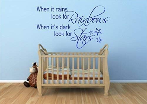 Rainbow Stars Kids Wall Art Sticker Quote Decal Transfer Mural Stencil Tattoo WSD382, Grey Gloss, Medium