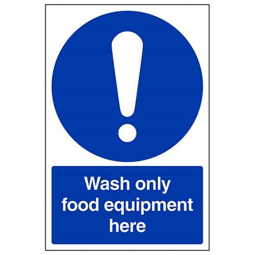 VSafety Food Hygiene/Wash Only Food Equipment Here Sign - Portrait - 200mm x 300mm - Self Adhesive Vinyl
