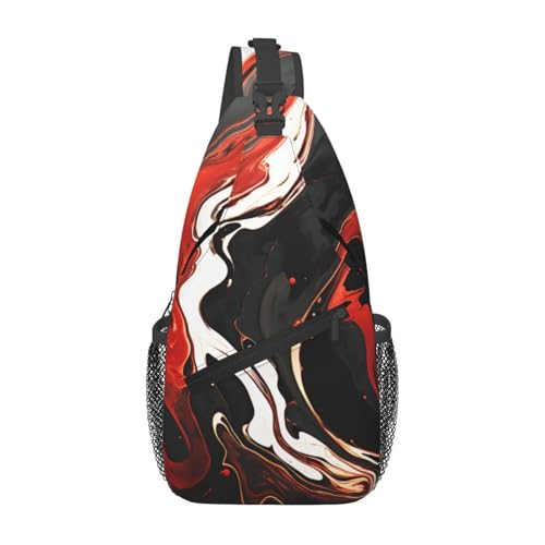 Bolso Pequeño Sling para Mujeres y Hombres Negro y Rojo miniatura 2