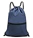 HOLYLUCK Men & Women Sport Gym Sack Drawstring Backpack Bag - Navy Blue