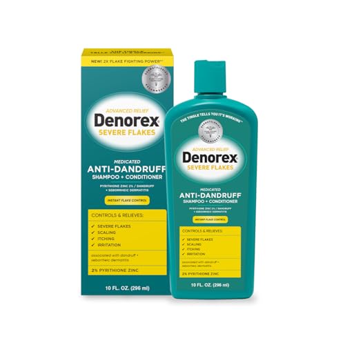 Denorex Advanced Relief Severe Flakes Anti-Dandruff Shampoo & Conditioner | 2% Pyrithione Zinc | 2x Flake-Fighting Power vs. Leading Dandruff Shampoos | 10 fl oz