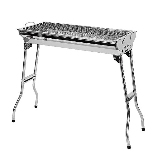 Barbecue à Charbon de Bois Inox,Grill Charbon de Bois XXL,Taille Grande BBQ Pliable Barbecue Grill à Charbon Four de Charbon Portable Robuste-73 * 33,5 * 70 cm-art