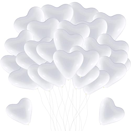 50 Pcs Ballons en Latex en Forme de Cœur, 10 Pouces Ballon Coeur Blanc, Amour Ballons Coeur en Latex, Ballon Coeur Blanc Helium pour Engagement, Mariage, Valentine et Anniversaire Fête Décoration
