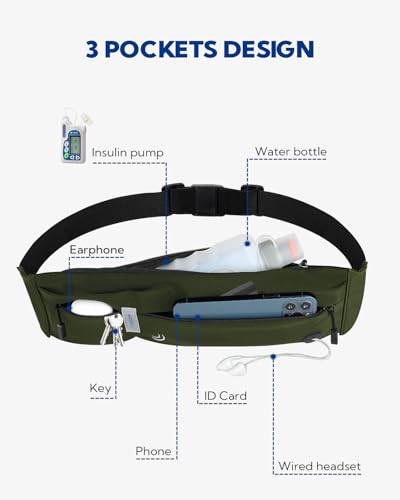 Image of WATERFLY Running Belt Fanny Pack: Runner Marathon Jogging Waist Pack Sport Workout Exercise Fitness Phone Holder Belt for Men Women Jogger Slim Waistband