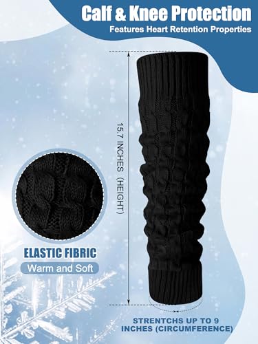 image for Shihanee Winter Fleece Lined Leg Warmers for Women Knit Long Leg Warme