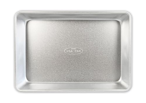 Image of USA Pan Bare Bakeware Traditional Aluminized Steel Uncoated Rectangular Cake Pan, Made without nonstick coating, 9 x13-Inch