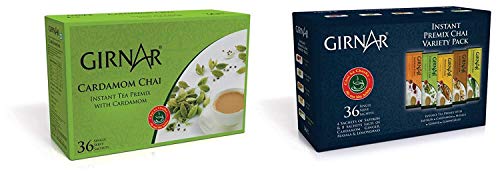 Girnar Instant Premix Chai - Variety Pack (36 Sachets) + Girnar Instant Premix With Ginger (36 Sachets) total serving 72 sachets