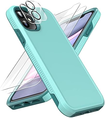 LEGFES [5 in 1] Pioneer Designed for iPhone 11 Cases - with 2 Pack [Tempered Glass Screen Protector]+2 Pack [Camera Lens Protector] - [Military Grade Protection] Sturdy Double - Layer Protective case