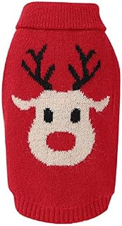 Petyoung Dog Cartoon Reindeer Sweaters, Pet Winter Warm Knitwear Clothes Christmas Coat for Small Medium Dog Cat