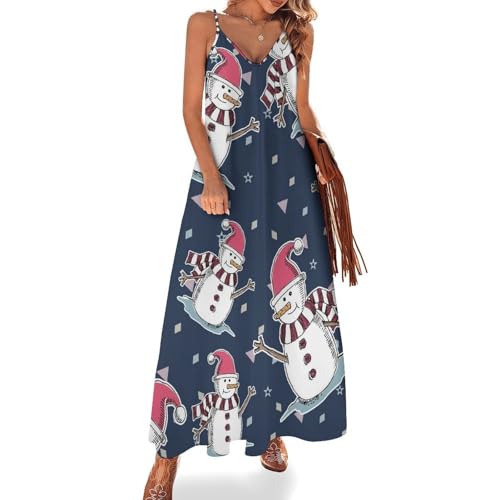 Robe maxi pour voyages et plage motif bonhomme de neige ideale en ete