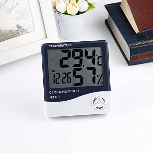 Termo Higrômetro Medidor de Umidade Temperatura Relógio Digital LCD Sem Extensor