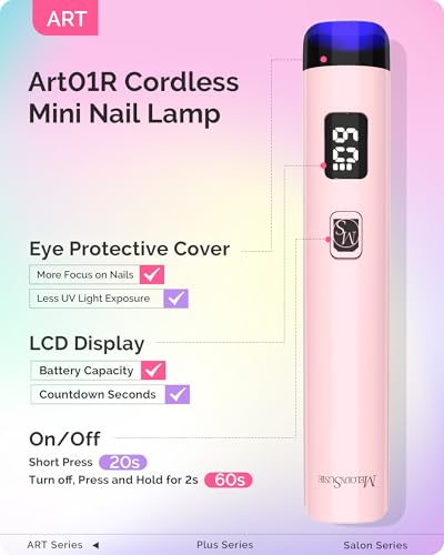 Image of MelodySusie Pink Handheld UV Light for Gel Nails and Rhinestone Glue Kit