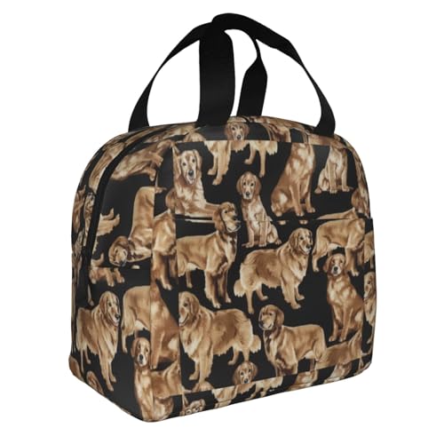 Golden Retrievers - Bolsa de almuerzo aislada para alimentos, bebidas, mantiene la temperatura, adultos, niños y niñas