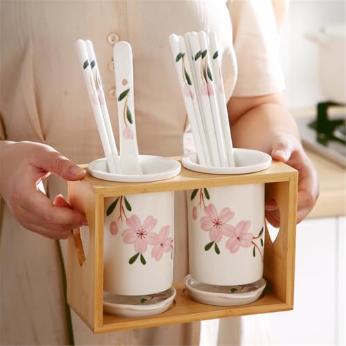 Support de baguettes – Égouttoir à ustensiles de cuisine en céramique pour la cuisine à la maison – Solution de rangement intelligente pour baguettes et ustensiles de cuisine