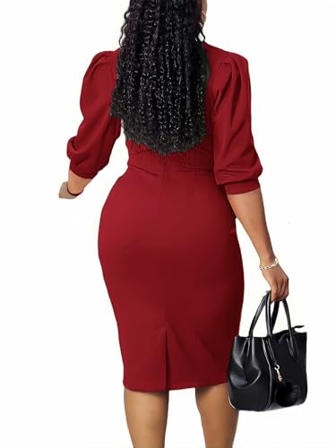 Image of ZVO Midi Dress for Women Pencil Dress Fashion Work Dress Elegant Church Dress High Waist Outfits