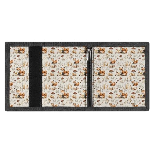 Cute Mushroom Fox Print Wallet for Men, 8 Credit Card Holder Slim Minimalist Front Pocket Small Mens Bifold Wallets3
