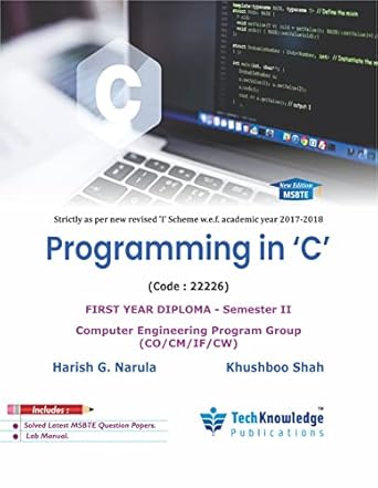 Programming in C For MSBTE Diploma Computer Engineering Sem 2 : Amazon ...