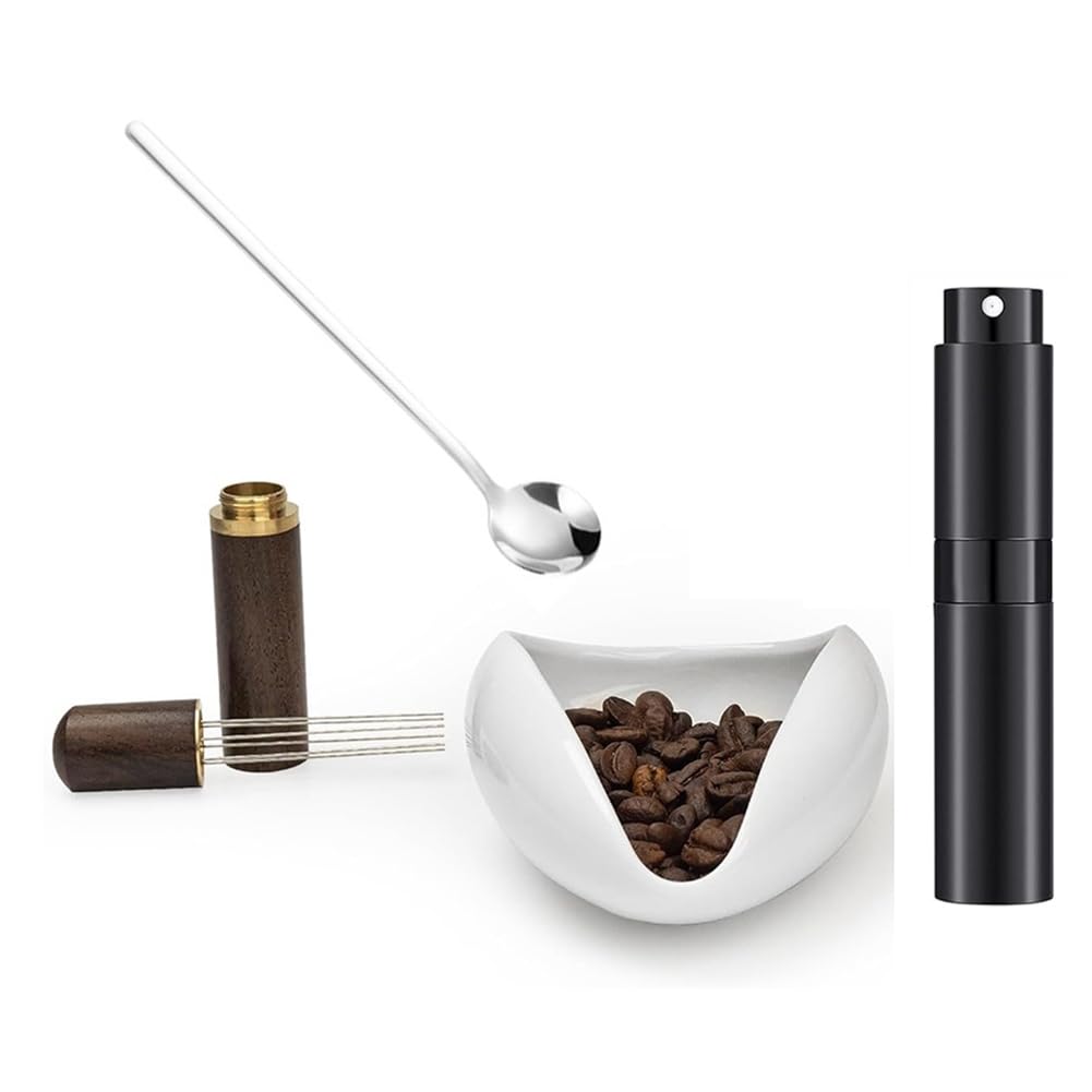 Rordigo Bottle Coffee Bean Dosing Cup Coffee Bar Accessories And Wdt Tool 4-Piece Set, Ceramic Dosing Tray Kit
