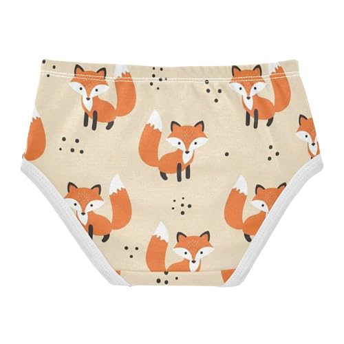 Toddlers Underwear Floral 2t Cotton Cute Panties Girl Stylish Undies Kids Briefs Cute Foxes Black Spots Beige2
