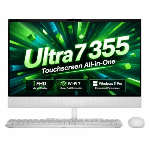 Image of Dell 24 All-in-One Desktop Computer 2026, Intel Core Ultra 7 355, 23.8 inch Anti-Glare FHD (1920x1080) Touchscreen, 32 GB DDR5-5600MT /s, 1 TB SSD, Copilot+ PC, Wi-Fi 7, Bluetooth 6.0, Windows 11 Pro