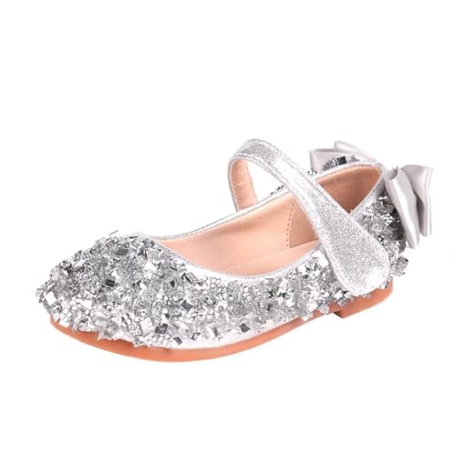 Toddler Girls Ballet Flats | Sparkle Dress Shoes with Bow for Wedding Flower Girl, Party, School Communion & Formal Occasions