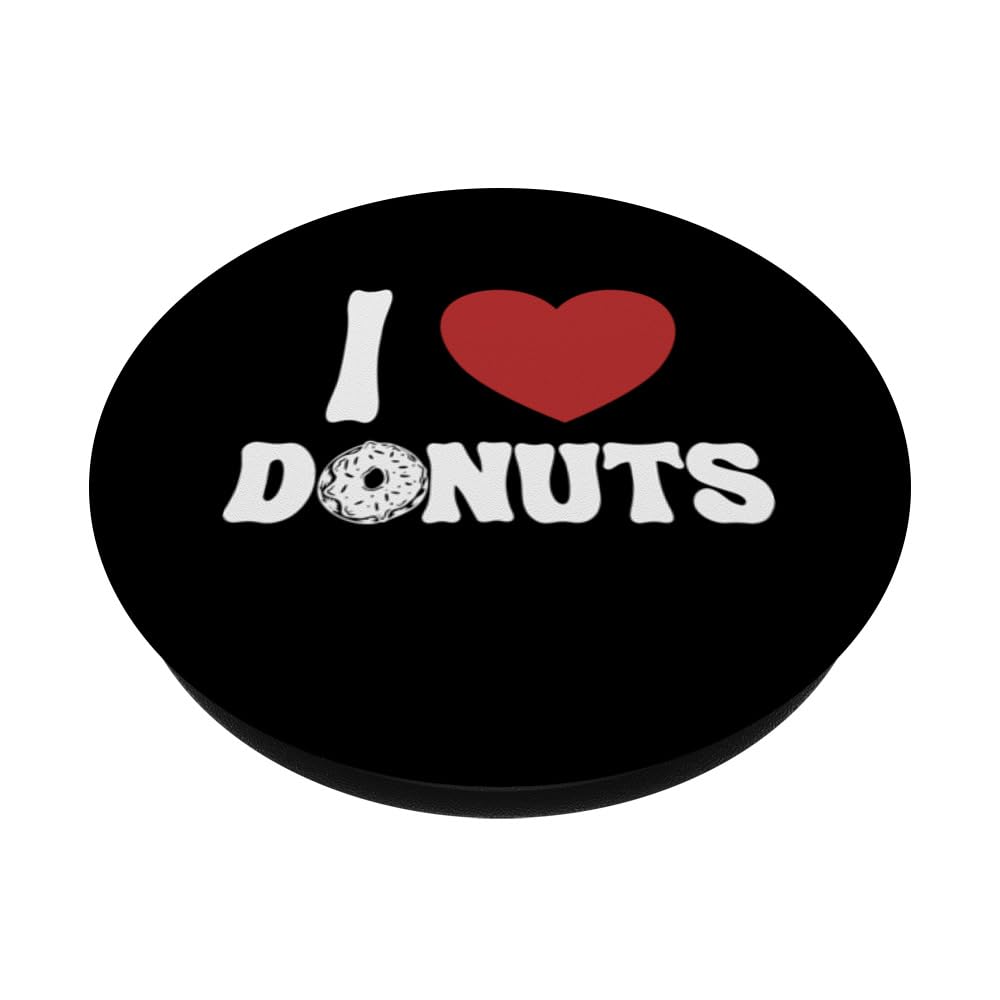 I love Donuts Doughnut Maker Glazed Lover Donut PopSockets Swappable PopGrip, Black - Image 2