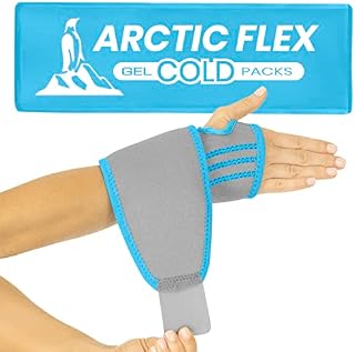 Arctic Flex Wrist Ice Pack - Refreezable Gel Compression Support - Flexible Hot/Cold Brace For Injuries, Rheumatoid, Tendinitis, Swelling and Carpal Tunnel - Reusable for Pain and Muscle Therapy