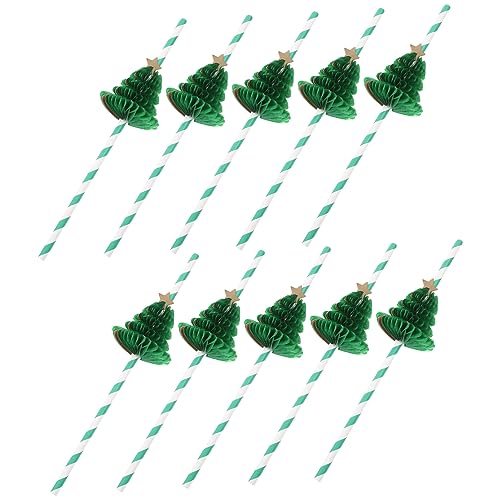 COLLBATH 10 pitillos de papel con diseño navideño miniatura 1