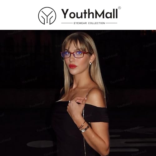 Image of Trendy Rectangular Glasses for Women Men Narrow Square Blue Light Blocking Fake Eyewear Y2K Cosplay Glasses