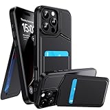 WSKEN iPhone 16 Pro Max用ウォレットケース、スタンド-RFID 2カードホルダースロット付き隠しキックスタンド MagSafe対応 強力な磁気PUレザースリム耐衝撃携帯電話カバー、ブラック