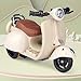 Liotww Motorcycles Scooter Toy Doll - with Light and Music, Cute Have a Seat for Accessories, Decor Desktop Ornaments Collectors (Off-White)