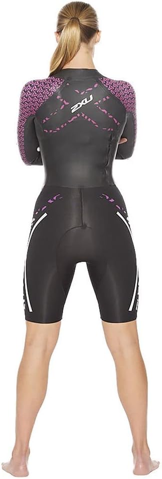 2XU Women's Pro-Swim Run Pro Shorty Wetsuit Black/Very Berry Print