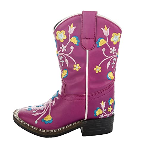TuffRider Children's Floral Cowgirl Western Boot - Hot Pink With Free Assorted Striped Socks3