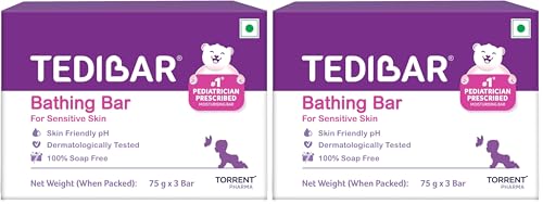 Image of Tedibar Moisturising Baby Bathing Bar 75gx3 (Pack of 2) 100% Soap Free No. 1* Pediatrician Prescribed Moisturising Bar - By Torrent Pharma
