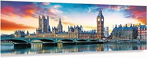 YALKIN 5D Diamond Painting Kits for Adults DIY Large Big Ben Landscape Full Round Drill (31.5 x 11.8 inch) Embroidery Pictures Arts Paint by Number Kits Diamond Painting for Home Wall Decor