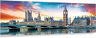 YALKIN 5D Diamond Painting Kits for Adults DIY Large Big Ben Landscape Full Round Drill (31.5 x 11.8 inch) Embroidery Pictures Arts Paint by Number Kits Diamond Painting for Home Wall Decor