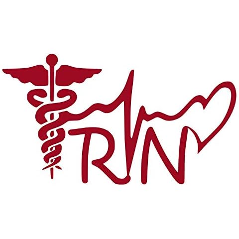 DRed 5.5in. Registered Nurse - RN Caduceus Lifeline Heart Decal Vinyl Sticker Graphics|UR Impressions|for Cars Trucks SUV Vans Walls Windows Laptop|Dark RED|5.5 X 3.1 inch|URI566-DR Cover