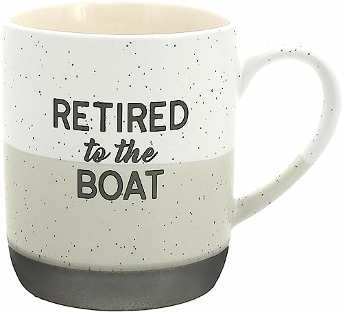 Pavilion Gift Company 15-ounce Mug - Retired To The Boat Speckled Stoneware Coffee Cup Mug, Beige by Pavilion Gift Company - Used condition - US$11.46