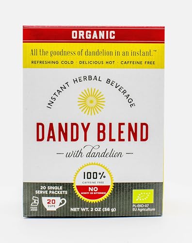 Image of 20 Organic Individual Servings of Organic Dandy Blend Instant Herbal Beverage Powder with Dandelion, 2 oz Box