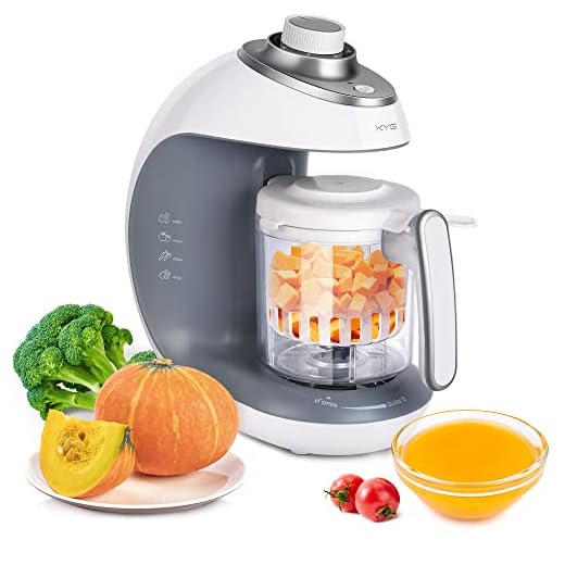 Babynahrungszubereiter KYG BFP-1800MT 5 in 1 Dampfgarer und Mixer für Babynahrung mit Dampfgaren Mixen Aufwärmen Auftauen und Sterilisieren 220-240 V Baby Küchenmaschine (weiß)