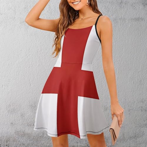 England Flag Women's Spaghetti Strap Dresses Beach Sling Dress Hawaiian Sundress Mini - Image 2