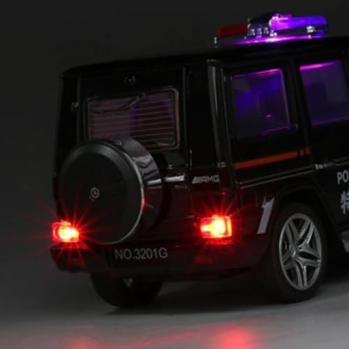 Image of Exclusive Alloy Metal Pull Back Die-cast Car Scale Model with Sound Light Mini Auto Toy for Kids Metal Model Toy Car with Sound and Light(AMG -Police CAR White)