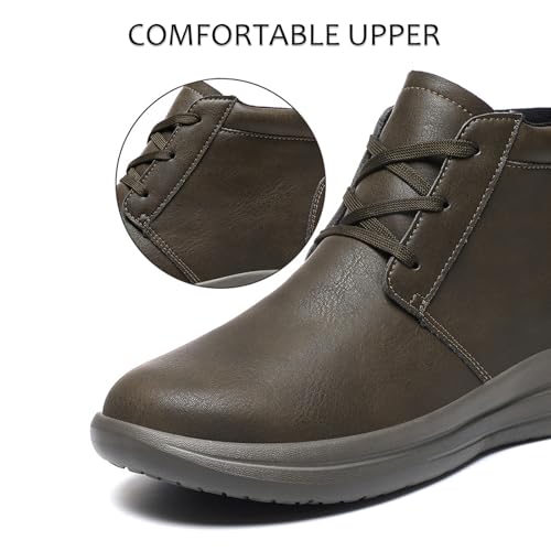 Men'S Leather Casual Ankle Boots Retro Round Toe Soft Sole Non-Slip Walking Lace-Up Ankle Boots Suitable For Daily Work Driving4