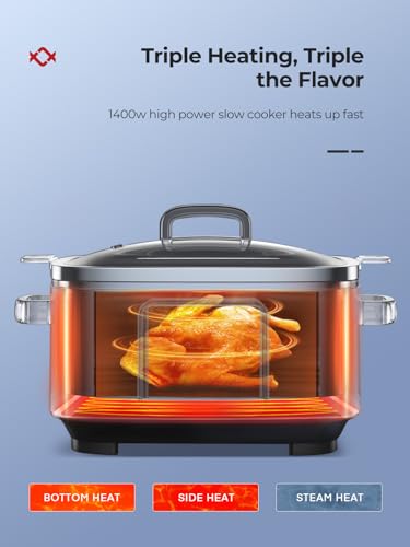 10-in-1-Programmable-Slow-Cooker-6-Quart-with-Stainless-Steel-Pot-Glass-Lid-Steaming-Rack-and-LED-Display