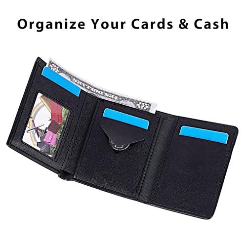 Women's Houndstooth Trifold Wallet, PU Leather and Fabric, Compact Multi-Pocket Credit Card Holder, Black3