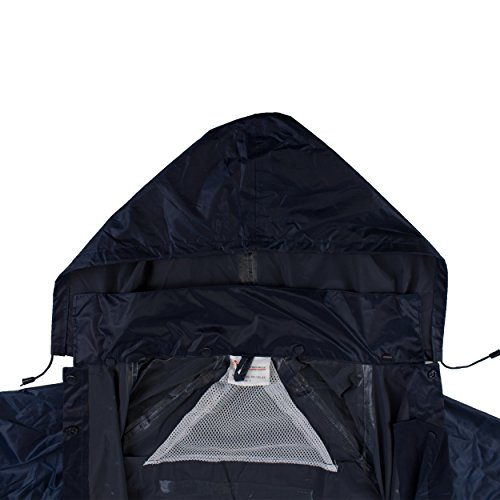 RK Safety RC-PP-NVY44 Navy PVC Polyester Trench Rain Long Coat With Hoodie(Navy, Large)3