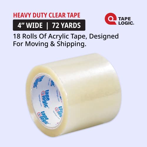 Aviditi Packaging Tape For Boxes, 4" X 72 Yards, 2 Mil, 18-Pack | Clear Acrylic Tape Strong For Packing, Mailing, Boxing, Package, Shipping, Moving, Home And Office, Bulk Refill For Dispenser #TOP1