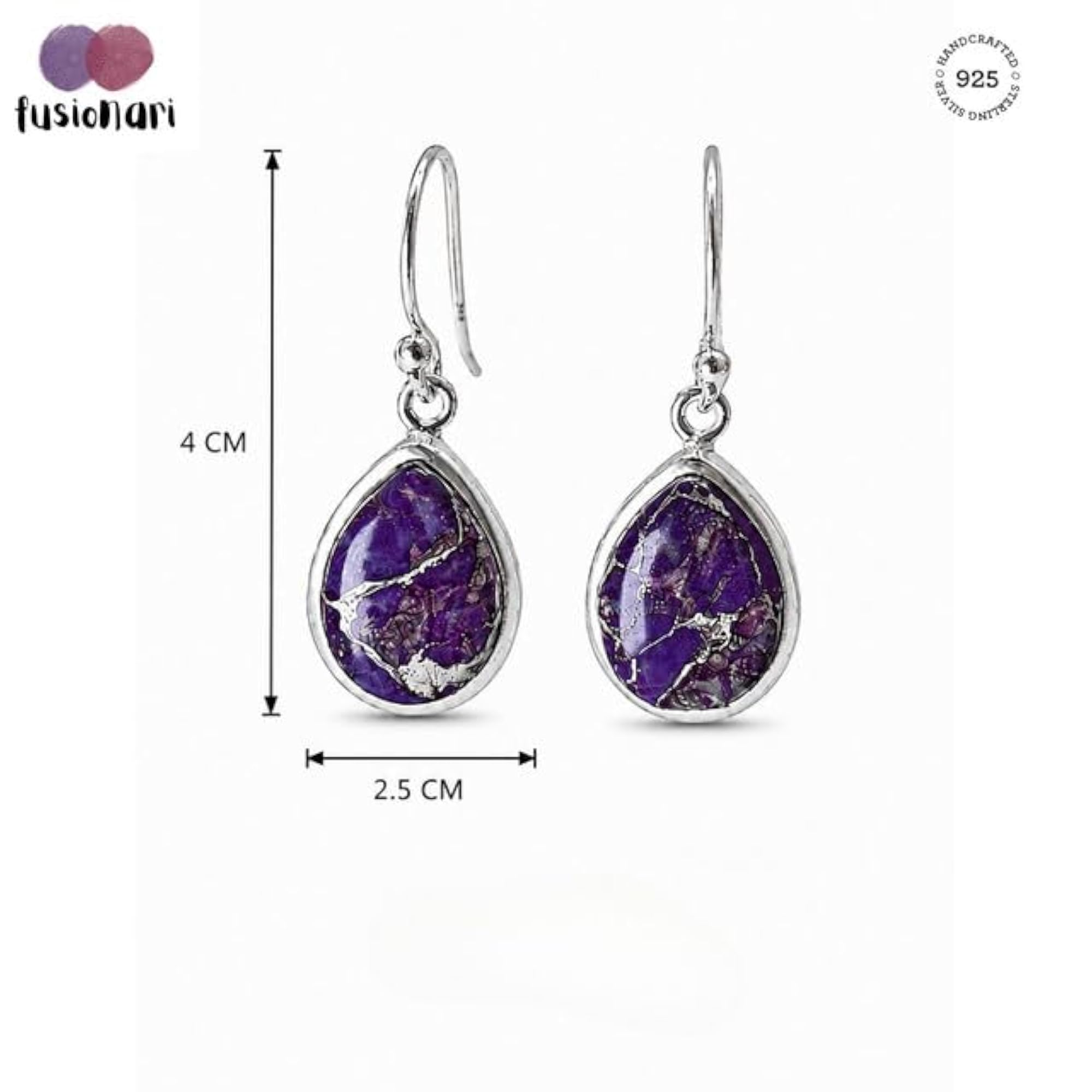 Women's 925 Sterling Silver Turquoise Gemstone Teardrop Earrings