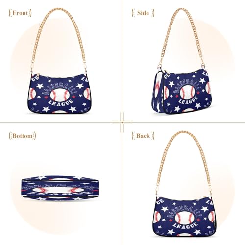 Shoulder Bag for Women Baseballs Tote Handbag Crossbody Bag with Zipper Closure2